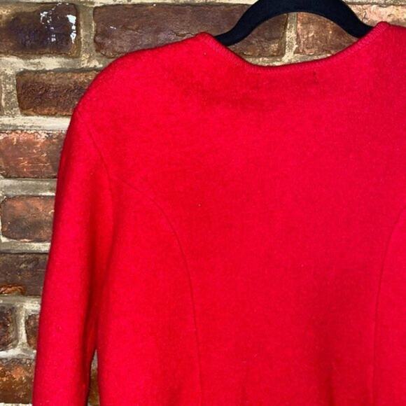 Requirements Vintage Red 100% Wool Floral Button Down Jacket Women's Size Large - Picture 8 of 8